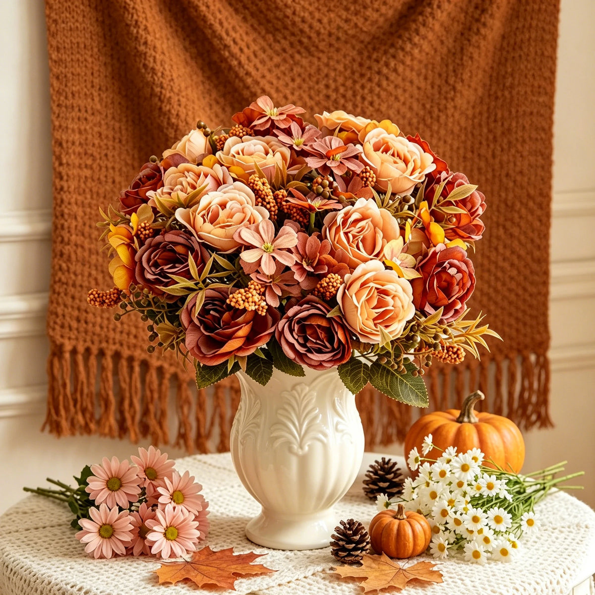 Artificial Silk Roses & Peony Bouquet – Wedding & Home Decor Artificial Flower Bouquet Babs