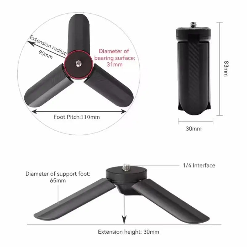 Mini Tripod for Action Cameras & Gimbal Stabilizers | 1/4" Mount Mini Camera Tripod Babs one size