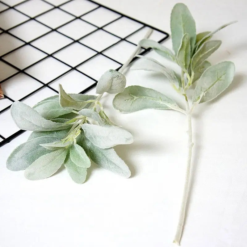 Velvet Rabbit Ear Leaf Stems 2/6pcs – DIY Wreath & Wedding Decor Artificial Leaf Stems Babs
