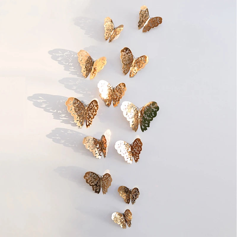 12Pcs 3D Butterfly Wall Stickers – Kids Room & Home Decor Wall Sticker Decals Babs champagne1