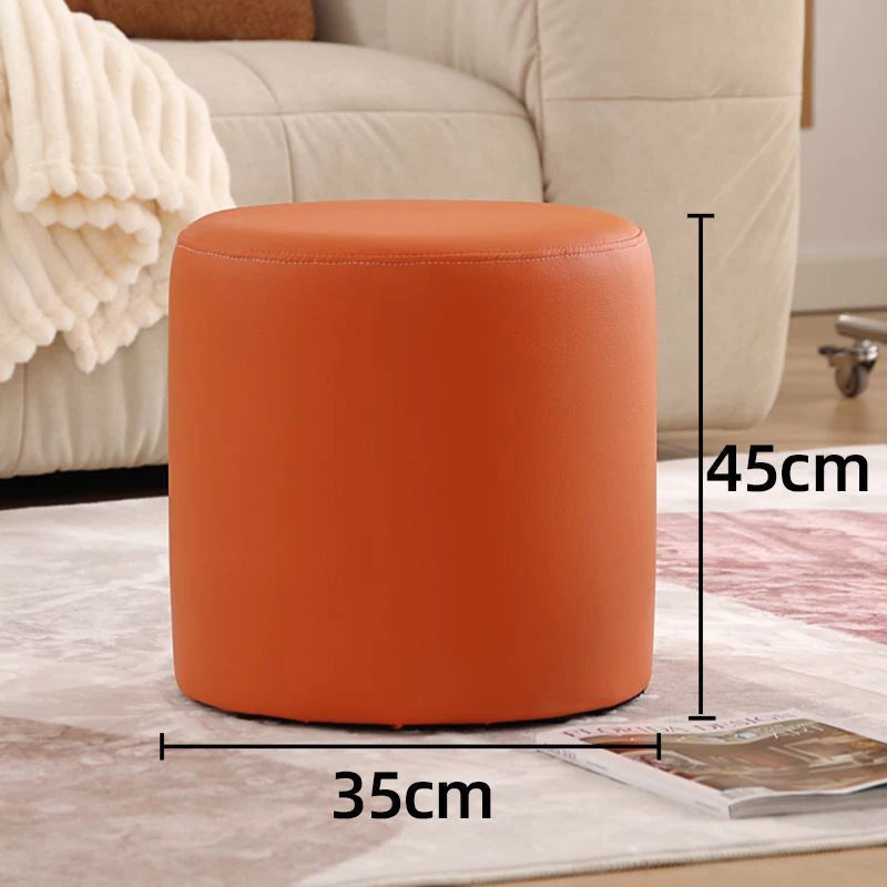Nordic Pine Wood Ottoman Stool – Modern Cushioned Vanity Pouf Ottoman Stool Pouf Babs Orange large