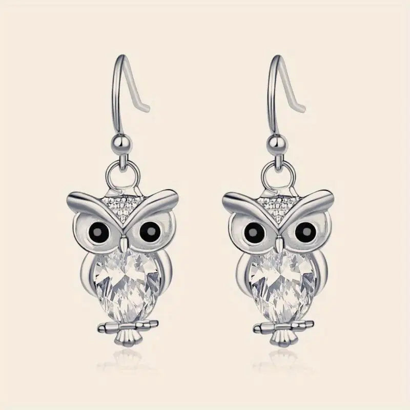 Rose Gold Zircon Owl Stud Earrings – Trendy Fashion Jewelry Stud Earrings Babs