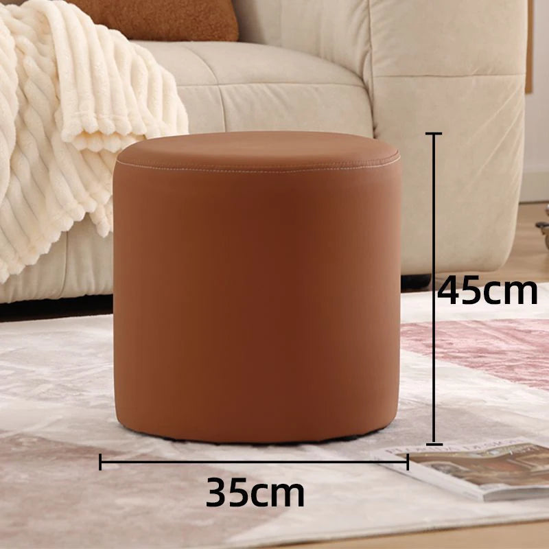 Nordic Pine Wood Ottoman Stool – Modern Cushioned Vanity Pouf Ottoman Stool Pouf Babs Brown large