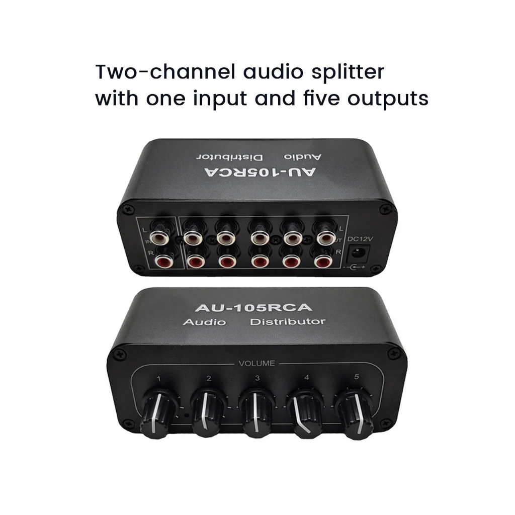 5-Channel RCA Audio Distributor – 1 In 5 Out Stereo Splitter RCA Audio Distributor Babs