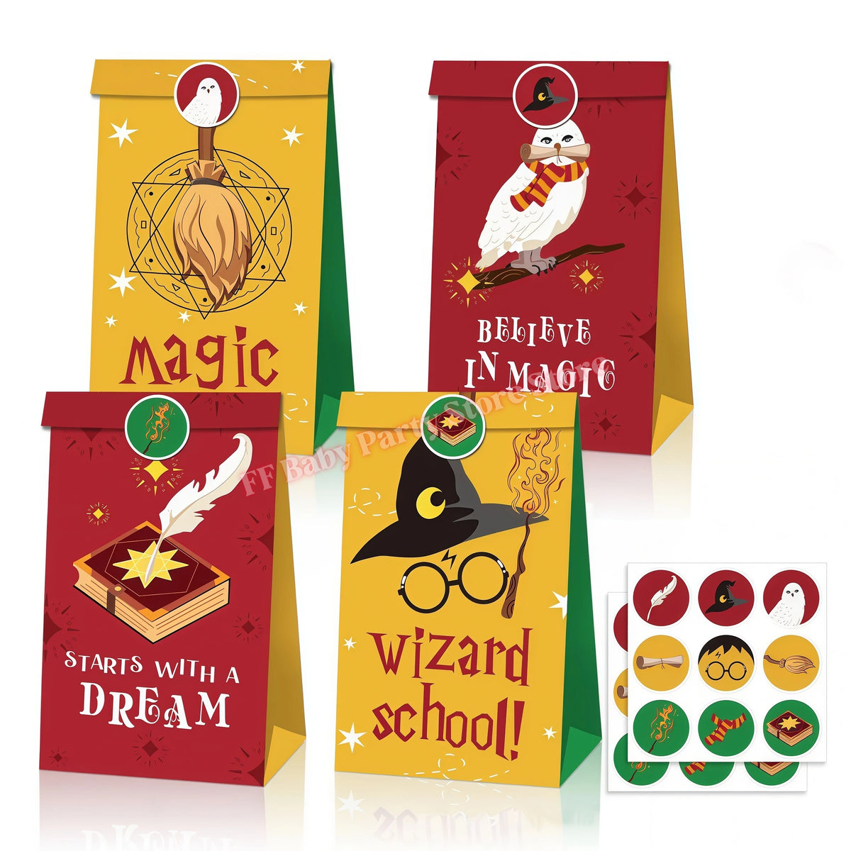 Wizard Theme Birthday Party Supplies – Plates, Cups & Balloons Party Supplies Set Babs 12pcs Paper bags