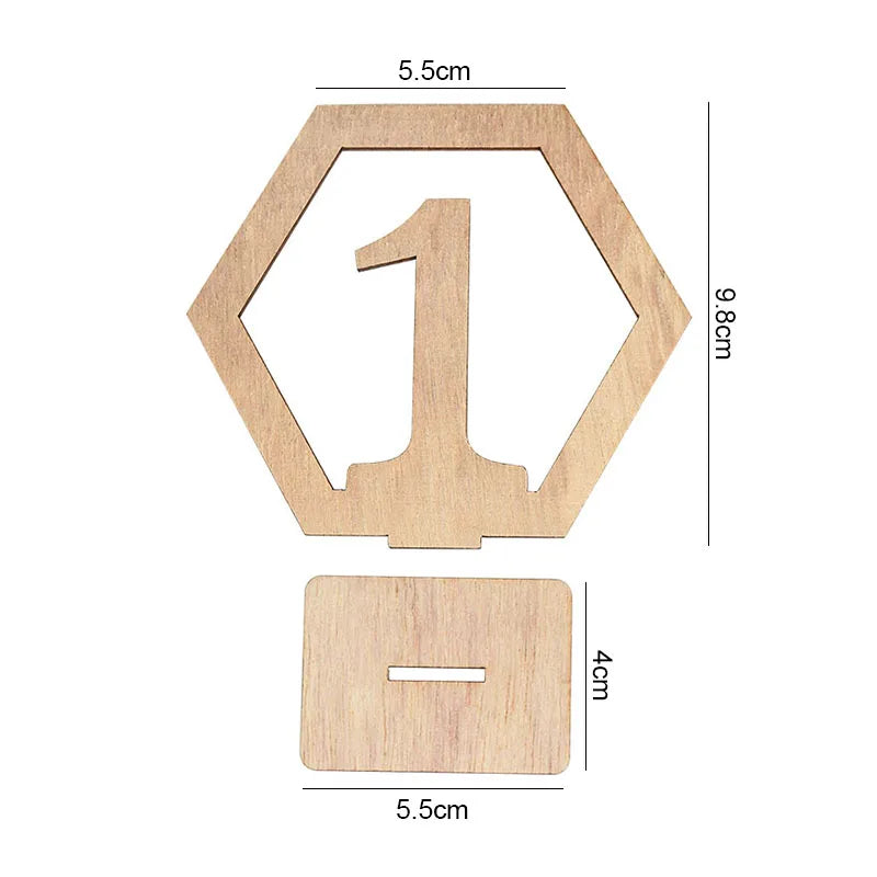 10pcs Hexagon Wooden Table Number Signs – Rustic Wedding Décor Table Number Signs Babs
