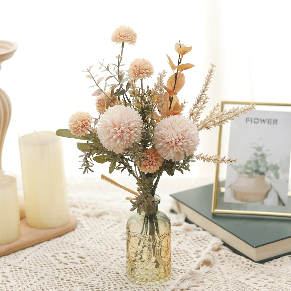 Artificial Champagne Dandelion Bouquet – Silk Home & Wedding Decor Artificial Flower Bouquet Babs