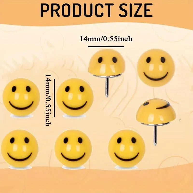 50pcs Smiley Face Push Pins for Cork Board | Colorful Thumbtacks Decorative Push Pins Babs