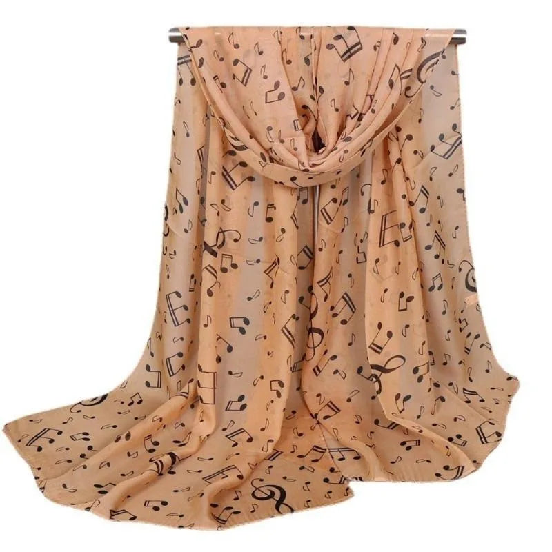 Women's Musical Note Chiffon Neck Scarf – Elastic & Lightweight Chiffon Neck Scarf Babs