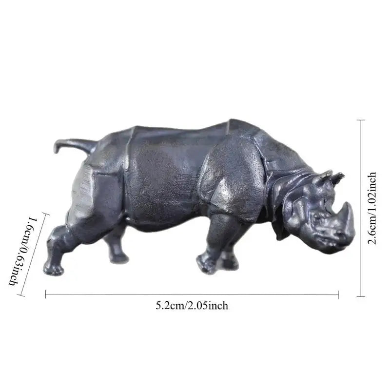 Brass Rhinoceros Figurine | Copper Animal Miniature Desk Ornament Decorative Figurine Babs