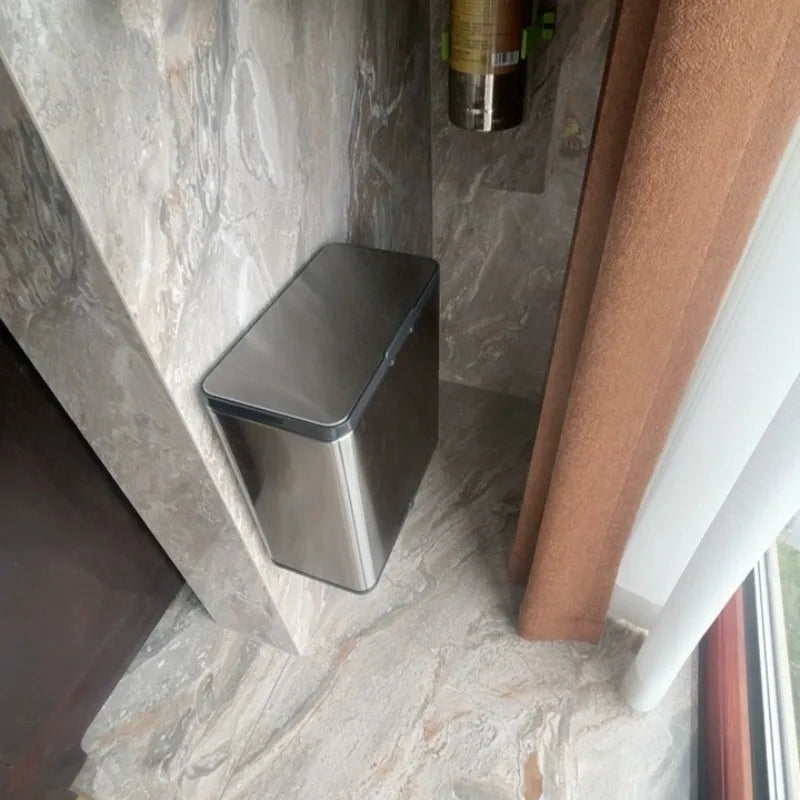 Wall Mounted Stainless Steel Trash Can with Slide Lid – 6L Wall Mounted Trash Can Babs
