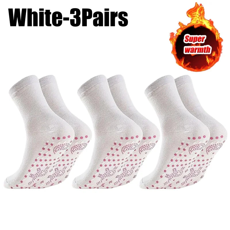 Magnetic Therapy Massage Socks – Warm Non-Slip Winter Socks Magnetic Therapy Socks Babs White-3Pairs