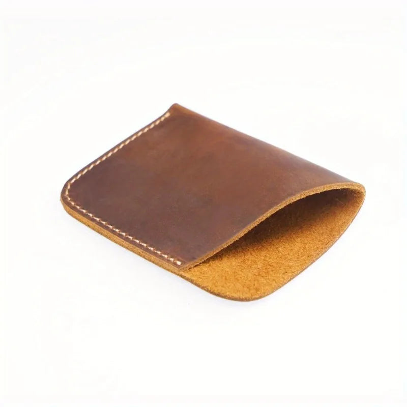 Vintage Cowhide Leather Wallet – Hand-Stitched Card Holder Leather Wallet Babs Brown