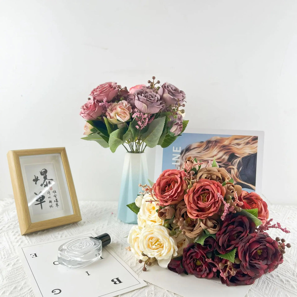 Artificial Silk Peony Bouquet – Wedding & Home Floral Decor Artificial Silk Flowers Babs