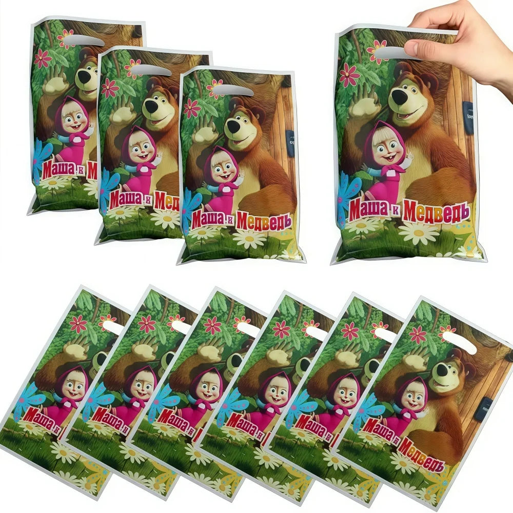 Bear Theme Kids Birthday Party Kit – Plates, Cups & Balloons Party Tableware Kit Babs gift bags-10pcs others