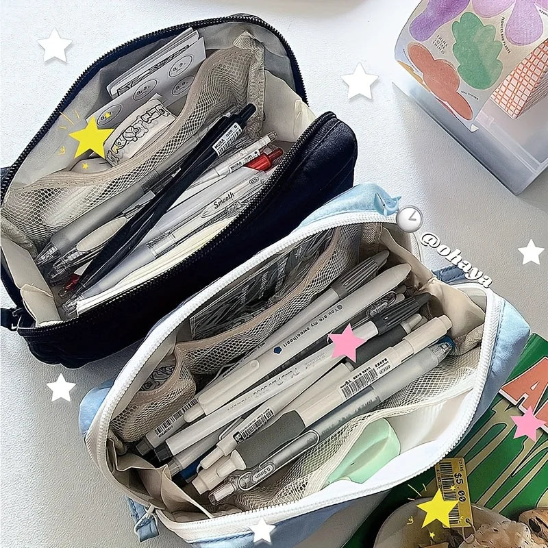 Pillow-Shaped Pencil Case | INS Style Multi-Layer Stationery Bag Pencil Case Babs