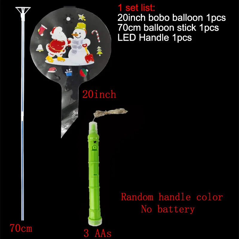 Christmas LED BoBo Balloons Set – Flashing Handle & 70cm Stick LED Party Balloons Babs Green B 15 Packs