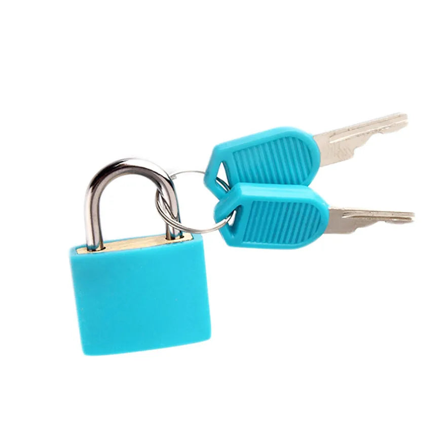 Mini Steel Keyed Padlock – Travel Luggage & Diary Lock, 2 Keys Keyed Padlock Babs SKY BLUE