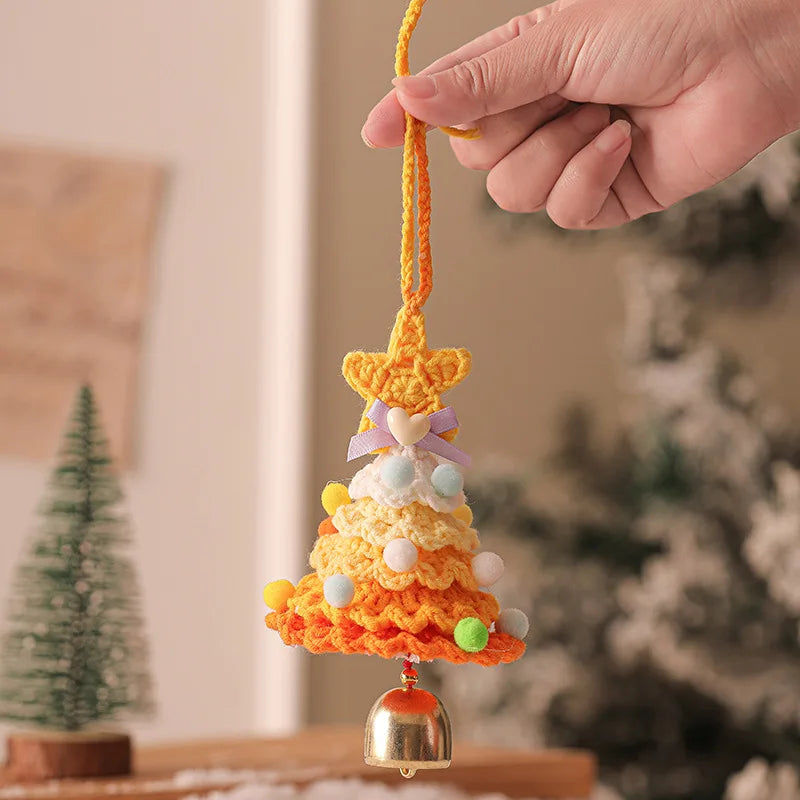Crochet Christmas Tree Pendant – Plush Yarn Holiday Ornament Christmas Ornament Pendant Babs orange 1PC