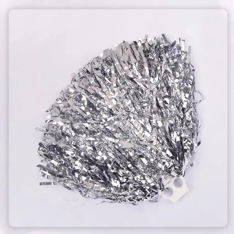 Metallic Cheerleader Pompoms – Aluminum Foil Sports & Dance Cheerleader Pompoms Babs silver L