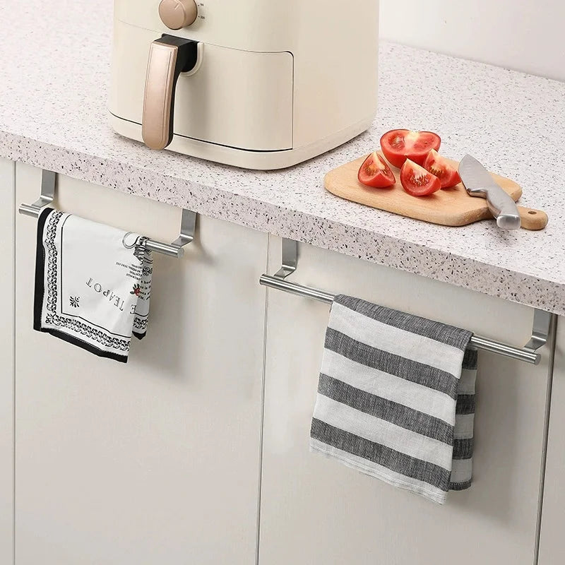 No-Drill Stainless Steel Towel Bar with Hook – 30cm Door Towel Bar Babs