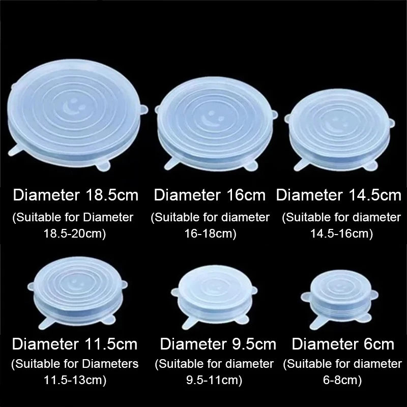6-Pack Reusable Silicone Stretch Lids for Cans & Bowls Silicone Food Lids Babs