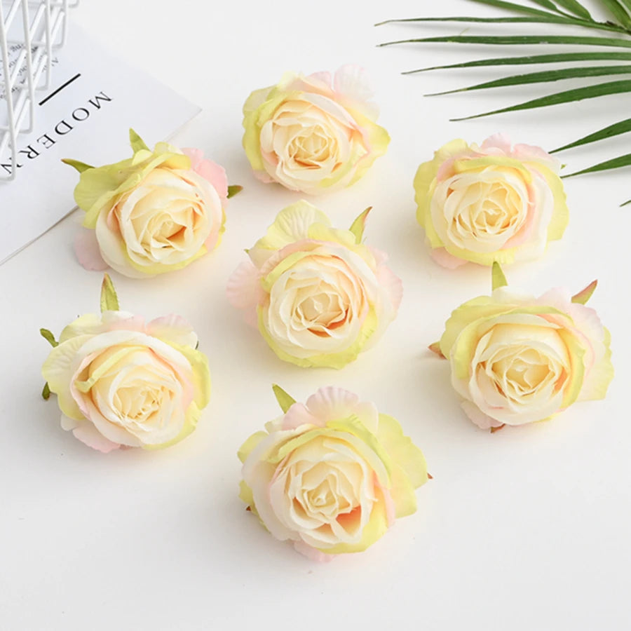100pcs Silk Rose Heads for Wedding, Wreath & DIY Decor Artificial Silk Flowers Babs Color 8 100 Pieces