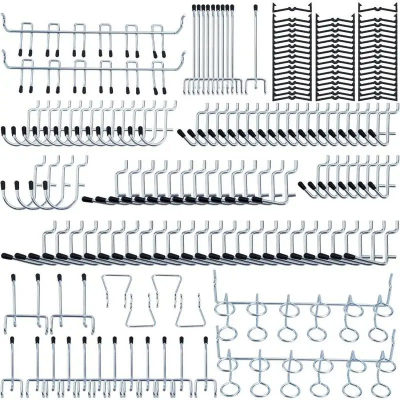 170PCS Pegboard Hooks Set 1/4 & 1/8 Inch | Garage Tool Organizer Pegboard Hook Set Babs 170PCS