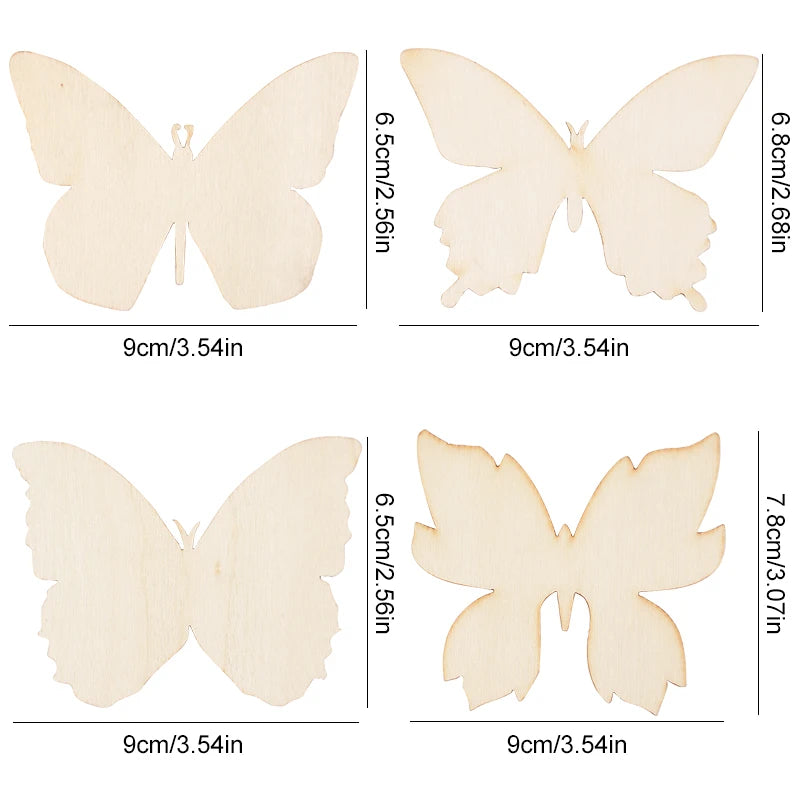 10pcs Unfinished Wooden Butterfly Blanks – DIY Craft Kit DIY Wood Craft Blanks Babs