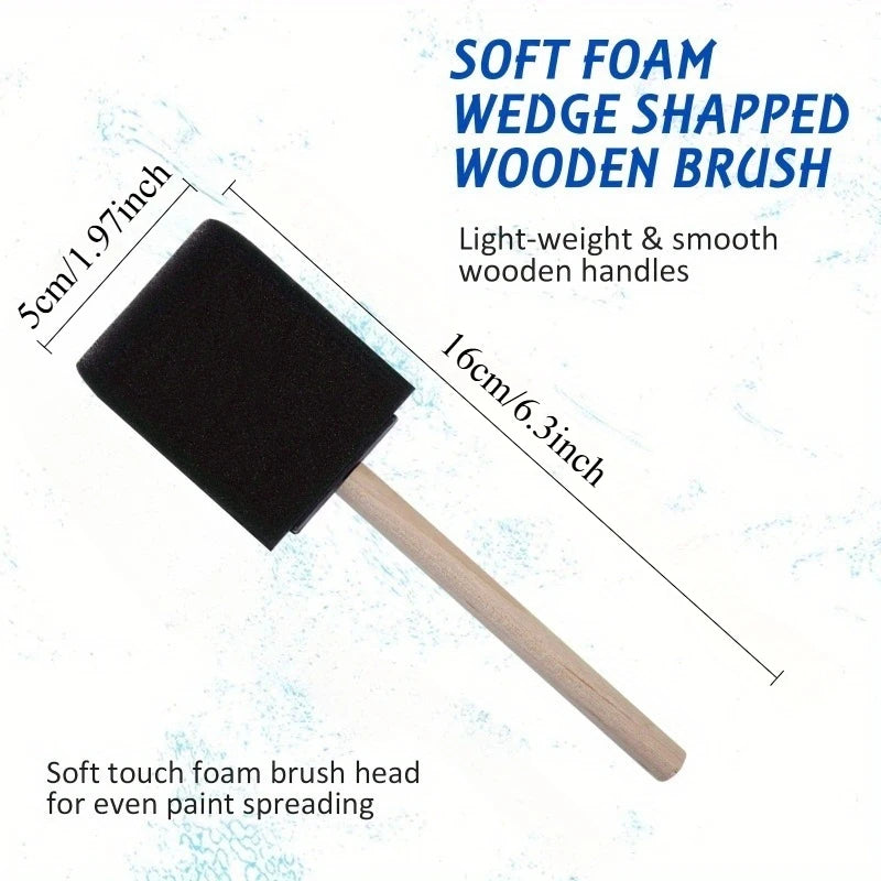 Assorted Foam Brush Set – Wood Handle for Acrylics & Crafts Foam Paint Brush Set Babs