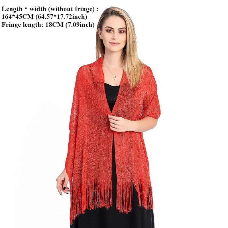 Gold Silver Tassel Shawl Scarf – Bridal & Evening Wrap Evening Wrap Shawl Babs