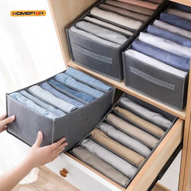 Grey 9-Grid Non-Woven Wardrobe Storage Box | Washable Wardrobe Storage Box Babs