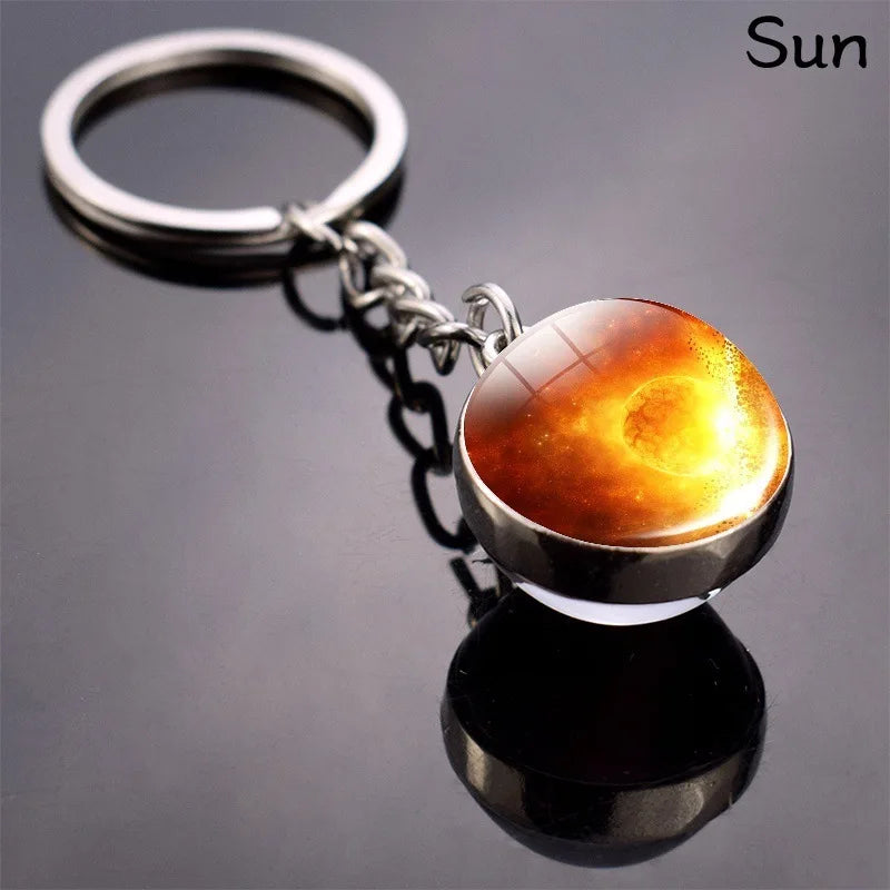 Solar System Planet Glass Ball Keychain – Galaxy Space Art Glass Ball Keychain Babs sun