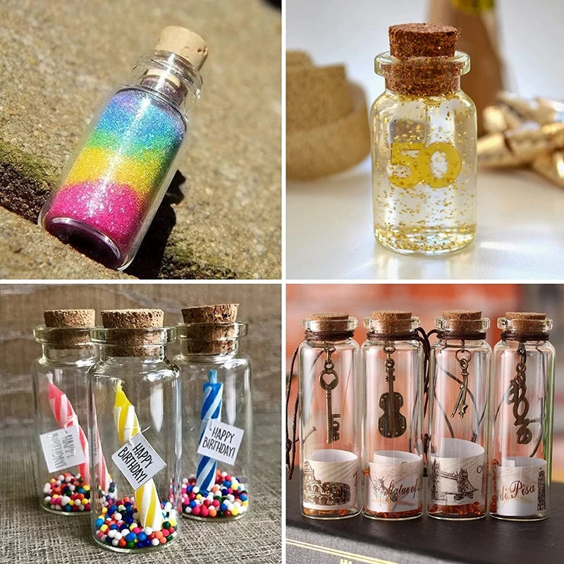 10pcs Mini Glass Bottles with Cork – Wedding & Party Decor Decorative Glass Bottles Babs
