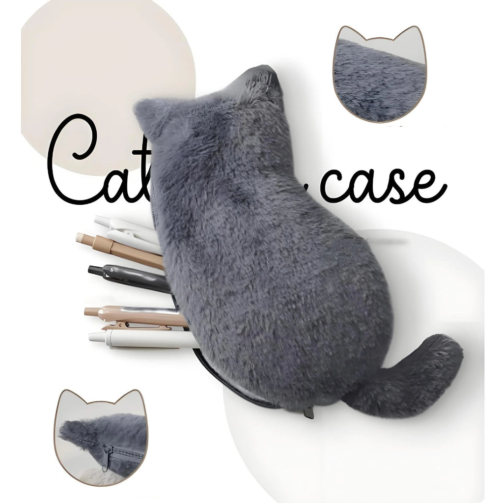Kawaii Plush Cat Pen Bag – Cute Large Capacity Pencil Pouch Kawaii Pencil Case Babs D