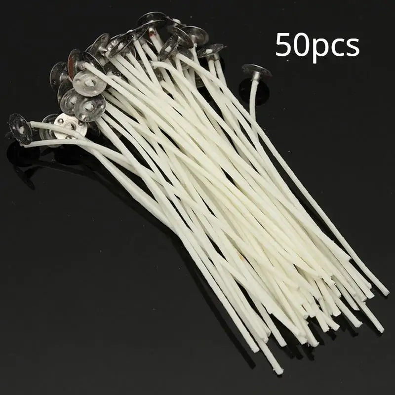 50Pcs Pre-Waxed Cotton Candle Wicks with Sustainers – DIY Candle Making Wicks Babs 50pcs