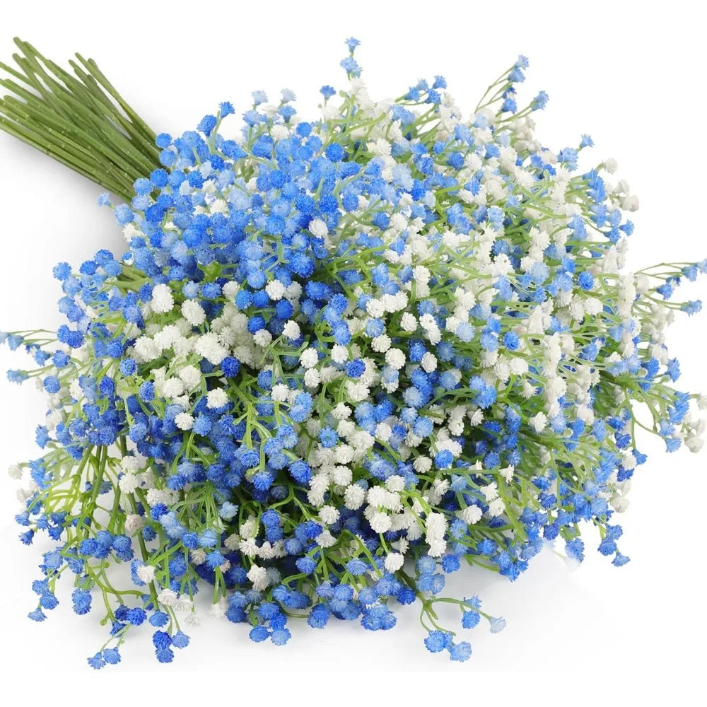 52cm Artificial Star Flower Bouquet Blue & White Wedding Decor Artificial Flower Bouquet Babs