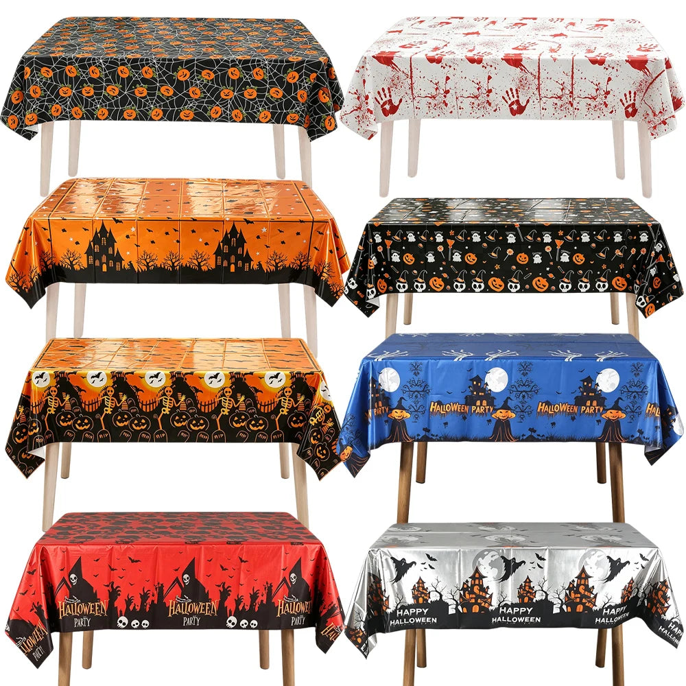 Halloween Tablecloth 137×183cm – Pumpkin, Ghost & Bat Print Halloween Tablecloth Babs