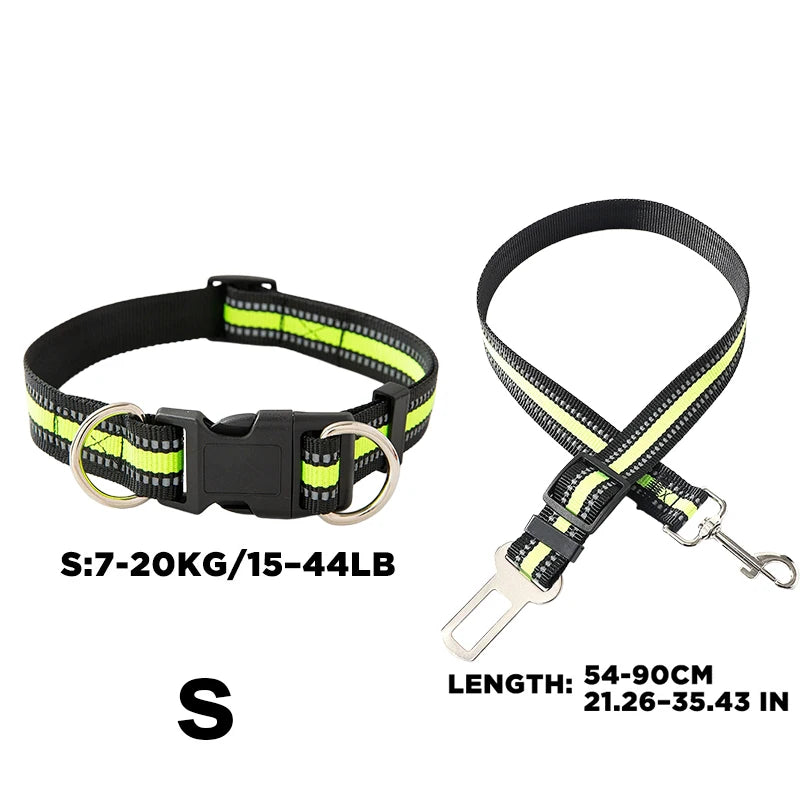 2-in-1 Dog Car Seat Belt & Headrest Harness – Adjustable Nylon Dog Car Harness Babs S-Green