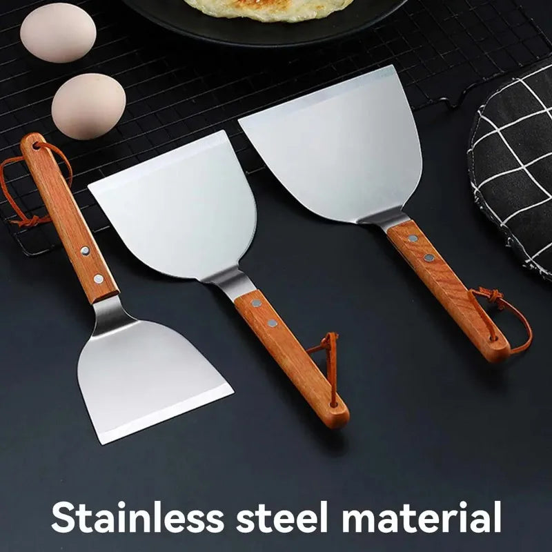 Stainless Steel Cooking Spatula Wood Handle – BBQ & Kitchen Cooking Spatula Babs