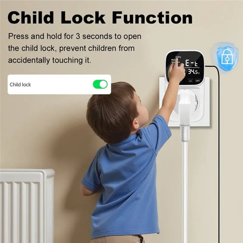 Smart WiFi Thermostat Socket Tuya App EU Plug Timer & Sensor Smart Thermostat Socket Babs