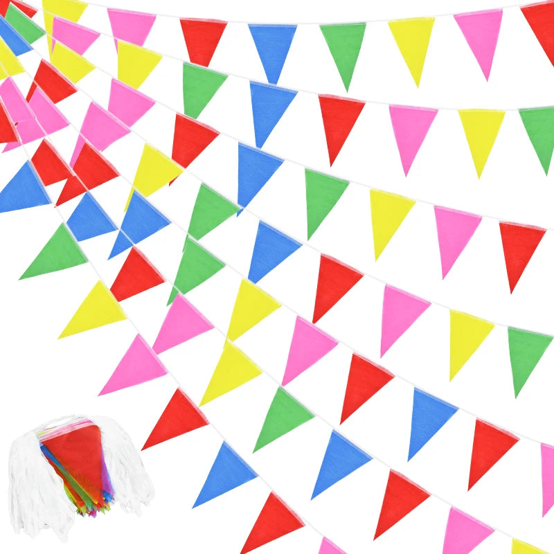50M 100-Flag Colorful Triangle Bunting Banner Garland Party Bunting Banner Babs 50M 100Flag