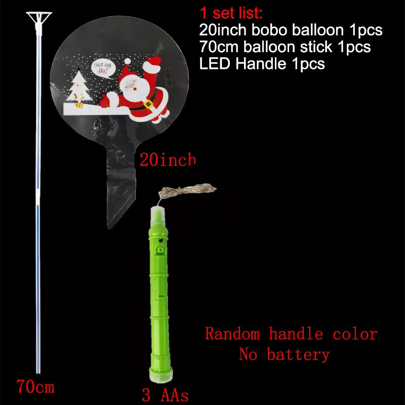 Christmas LED BoBo Balloons Set – Flashing Handle & 70cm Stick LED Party Balloons Babs Green C 5 Packs