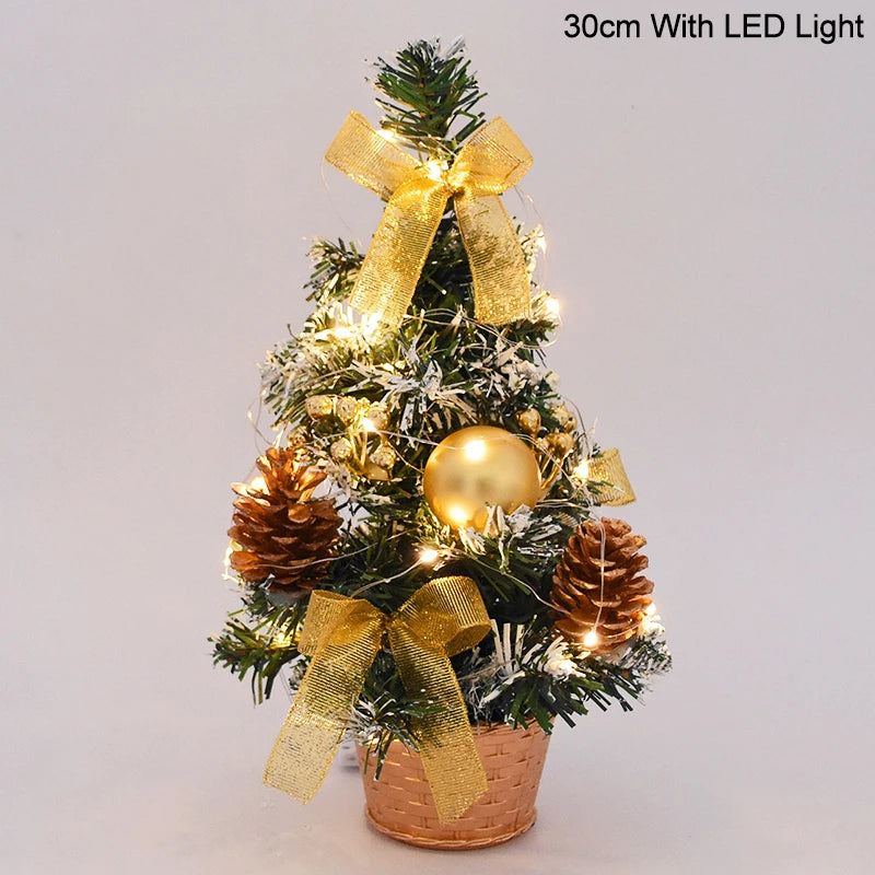 Mini Artificial Christmas Tree with LED Light Balls – Table Decor Tabletop Christmas Tree Babs 30cm gold with LED as picture