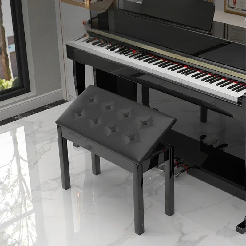 Wooden Piano Stool with Storage – Luxury Cushioned Ottoman Storage Ottoman Stool Babs