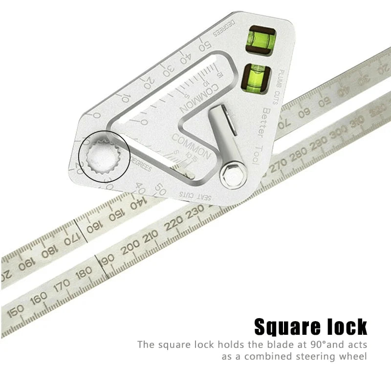 Triangle Ruler Protractor & Angle Ruler with Bubble Level Carpentry Measuring Tool Babs