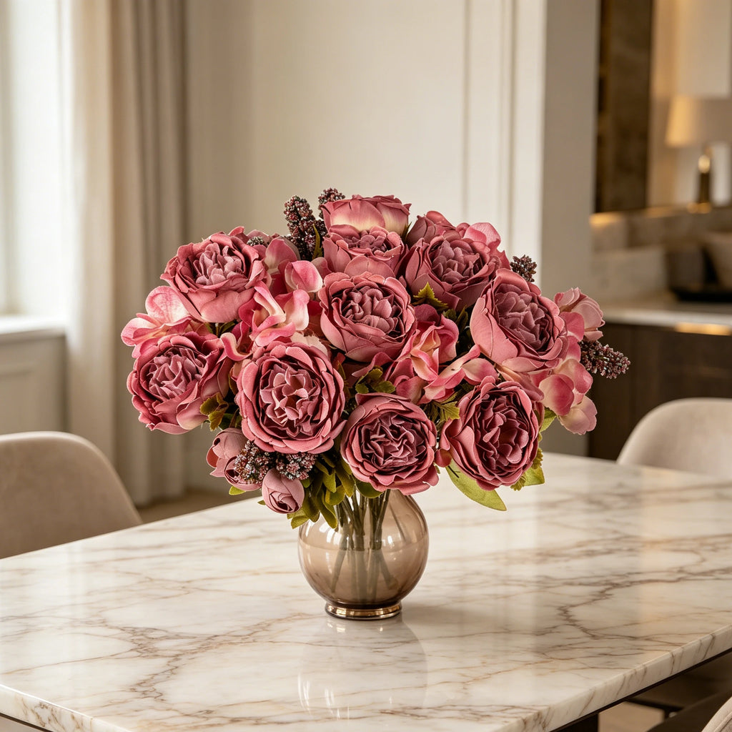 Artificial Silk Peony Hydrangea Bouquet – Wedding & Home Décor Artificial Flower Bouquet Babs