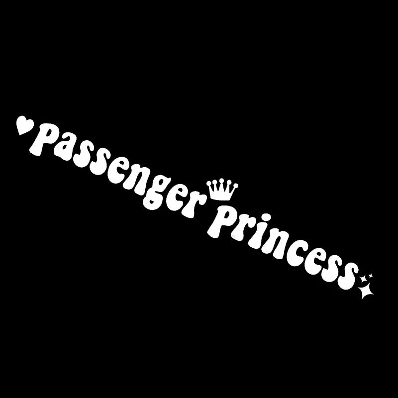 Passenger Princess Funny Car Sticker – Rearview Mirror Decal Car Decal Sticker Babs WHITE 15cmx2.3cm