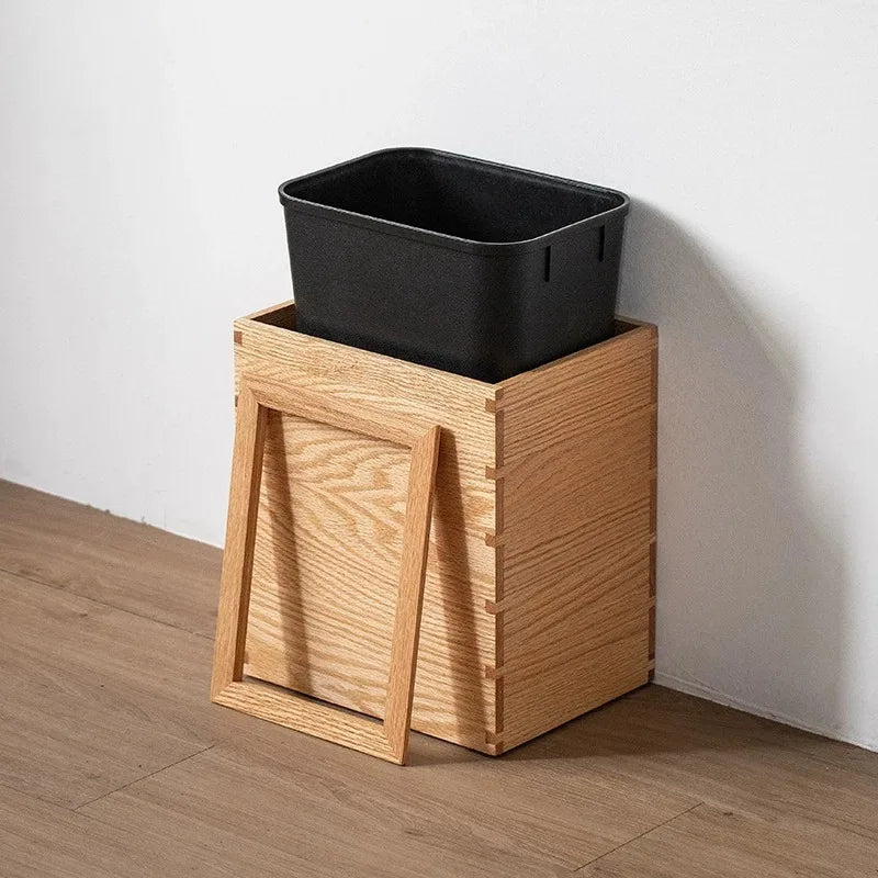 Wooden Trash Can Large Capacity Modern Minimalist Dustbin Wooden Waste Bin Babs