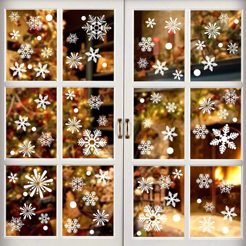 36pcs White Snowflake Christmas Wall & Window Stickers Christmas Wall Stickers Babs